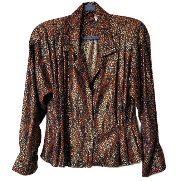 Anne Klein Tops - Anne Klein Vintage Blouse 70's 80's Sheer Textured Cinched Waist Style S…